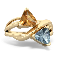 Citrine Split Band Swirl 14K Yellow Gold ring R2341