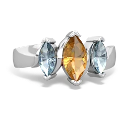 Citrine Three Peeks 14K White Gold ring R2433