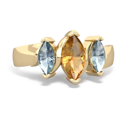 Citrine Three Peeks 14K Yellow Gold ring R2433