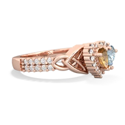 Citrine Celtic Knot Two Hearts As One 14K Rose Gold ring R2644HRT