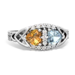 Citrine Sparkling Celtic Knot 14K White Gold ring R2645