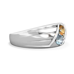 Citrine Men's Streamline 14K White Gold ring R0460