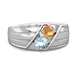 Citrine Men's Streamline 14K White Gold ring R0460