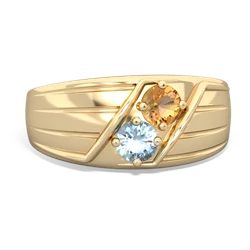 Citrine Men's Streamline 14K Yellow Gold ring R0460