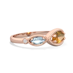 Citrine Milgrain Marquise 14K Rose Gold ring R5700