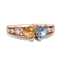 Citrine Heart To Heart 14K Rose Gold ring R3342