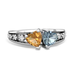 Citrine Heart To Heart 14K White Gold ring R3342