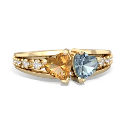 Citrine Heart To Heart 14K Yellow Gold ring R3342