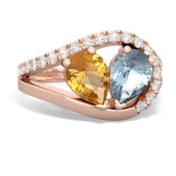 Citrine Nestled Heart Keepsake 14K Rose Gold ring R5650