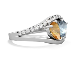 Citrine Nestled Heart Keepsake 14K White Gold ring R5650