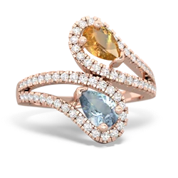 Citrine Diamond Dazzler 14K Rose Gold ring R3000