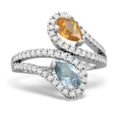 Citrine Diamond Dazzler 14K White Gold ring R3000