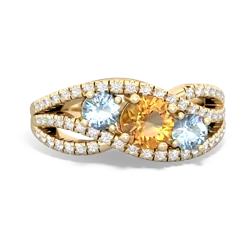 Citrine Three Stone Aurora 14K Yellow Gold ring R3080