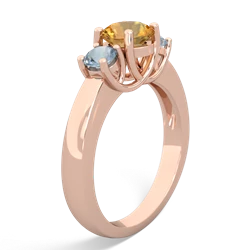 Citrine Three Stone Round Trellis 14K Rose Gold ring R4018