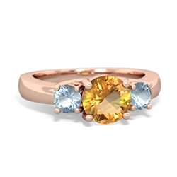 Citrine Three Stone Round Trellis 14K Rose Gold ring R4018