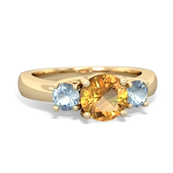 Citrine Three Stone Round Trellis 14K Yellow Gold ring R4018