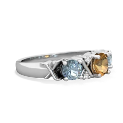 Citrine Hugs And Kisses 14K White Gold ring R5016