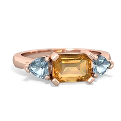 Citrine Three Stone 14K Rose Gold ring R5235