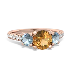 Citrine Pave Trellis 14K Rose Gold ring R5500