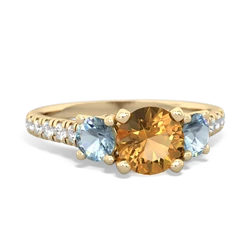 Citrine Pave Trellis 14K Yellow Gold ring R5500