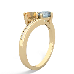 Citrine Channel Set Two Stone 14K Yellow Gold ring R5303