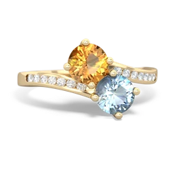 Citrine Channel Set Two Stone 14K Yellow Gold ring R5303