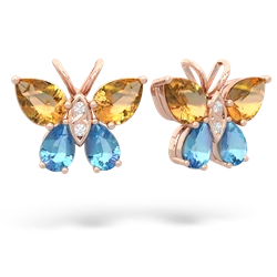 Citrine Butterfly 14K Rose Gold earrings E2215