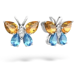 Citrine Butterfly 14K White Gold earrings E2215