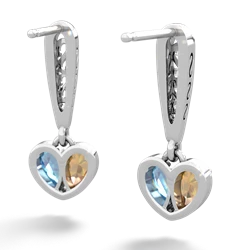 Citrine Filligree Heart 14K White Gold earrings E5070