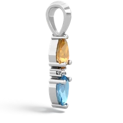Citrine Bowtie Drop 14K White Gold pendant P0865