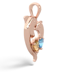 Citrine Dolphin Heart 14K Rose Gold pendant P5820