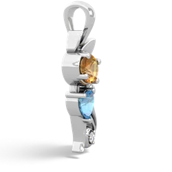 Citrine Kitten 14K White Gold pendant P5780