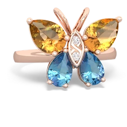 Citrine Butterfly 14K Rose Gold ring R2215