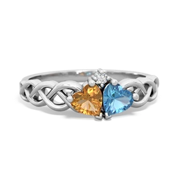 Citrine Heart To Heart Braid 14K White Gold ring R5870