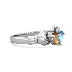 Citrine 'Our Heart' Claddagh 14K White Gold ring R2388