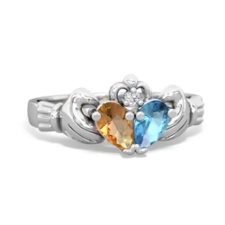 Citrine 'Our Heart' Claddagh 14K White Gold ring R2388