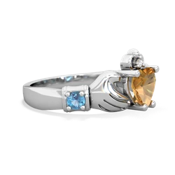 Citrine Claddagh Keepsake 14K White Gold ring R5245