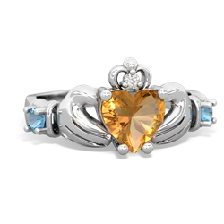 Citrine Claddagh Keepsake 14K White Gold ring R5245