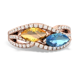 Citrine Diamond Rivers 14K Rose Gold ring R3070