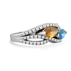 Citrine Diamond Rivers 14K White Gold ring R3070