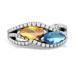 Citrine Diamond Rivers 14K White Gold ring R3070