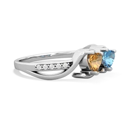 Citrine Side By Side 14K White Gold ring R3090