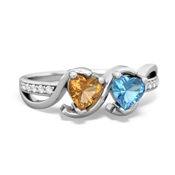 Citrine Side By Side 14K White Gold ring R3090