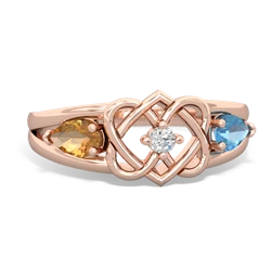 Citrine Hearts Intertwined 14K Rose Gold ring R5880