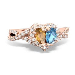 Citrine Diamond Twist 'One Heart' 14K Rose Gold ring R2640HRT