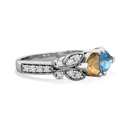 Citrine Diamond Butterflies 14K White Gold ring R5601