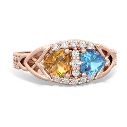 Citrine Sparkling Celtic Knot 14K Rose Gold ring R2645