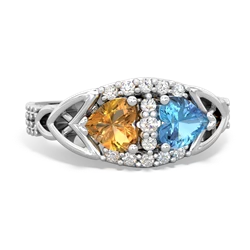 Citrine Sparkling Celtic Knot 14K White Gold ring R2645