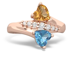 Citrine Heart To Heart 14K Rose Gold ring R2064