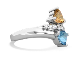 Citrine Heart To Heart 14K White Gold ring R2064